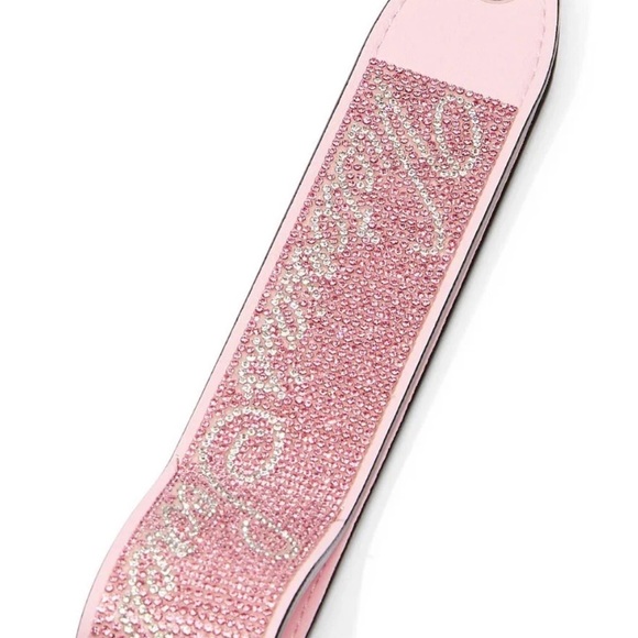 Victoria's Secret VS Bling Rhinestone Wristlet Strap Keychain Pink Script Logo - Picture 2 of 3